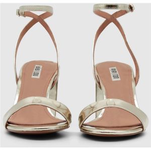 Bibi Lou, Schoenen, Dames, Geel, 40 EU, Leer, Gouden Kruisband Sandalen 8cm Hak