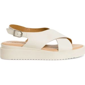 Tamaris, Schoenen, Dames, Beige, 41 EU, Leer, Beige Casual Platte Open Sandalen