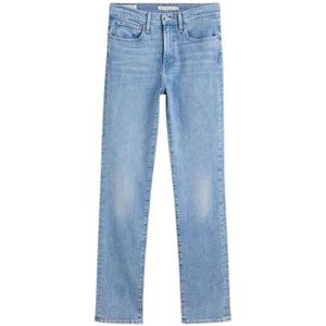 Levi's, Hoge Taille Straight Jeans Blauw, Dames, Maat:W25 L30