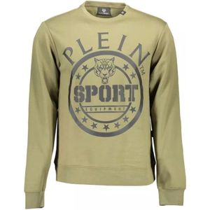 Plein Sport, Sweatshirts & Hoodies, Heren, Groen, L, Katoen, Groene Katoenen Trui met Print