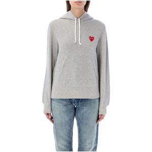 Comme des Garçons, Sweatshirts & Hoodies, Dames, Grijs, M, Rode Hart Hoodie