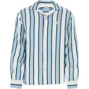 Etro, Blouses & Shirts, Heren, Blauw, L, Geborduurd viscose blend shirt
