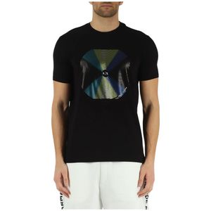 Armani Exchange, Tops, Heren, Zwart, S, Katoen, Slim fit T-shirt van stretchkatoen