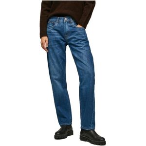 Pepe Jeans, Jeans, Dames, Blauw, W27 L30, Katoen, Klassieke Straight Leg Jeans