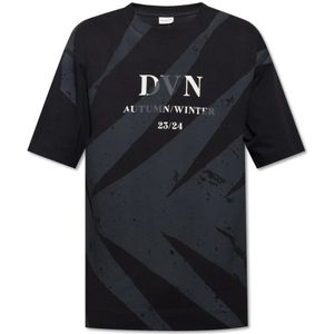 Dries Van Noten, Tops, Heren, Zwart, XL, Bedrukt T-shirt