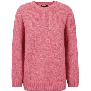 Max Mara Weekend, Truien, Dames, Roze, S, Dikke Ronde Hals Lurex Mohair Trui