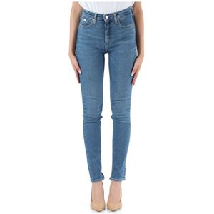 Calvin Klein Jeans, Jeans, Dames, Blauw, W31, Katoen, High Rise Skinny Jeans Vijf Zakken