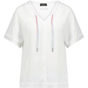 Marc Cain, Sportieve Blouse Shirt met Kleurrijk Band Wit, Dames, Maat:XS