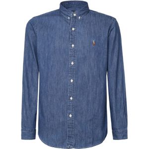 Ralph Lauren, Overhemden, Heren, Blauw, 2Xl, Katoen, Blauwe Knoopshirt Italiaanse Kraag