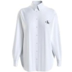 Calvin Klein, Blouses & Shirts, Dames, Wit, S, Monologo Relaxed Shirt Wit Zwart Logo