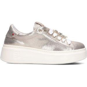 Gio+, Schoenen, Dames, Grijs, 38 EU, Leer, Gouden Leren Sneakers Pia