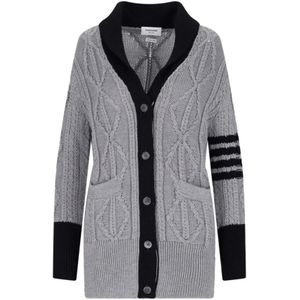 Thom Browne, Truien, Dames, Grijs, 2Xs, Wol, Grijze Cardigan voor Heren