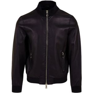 The Jack Leathers, Blauwe Derek Seamless Leren Jas Blauw, Heren, Maat:M