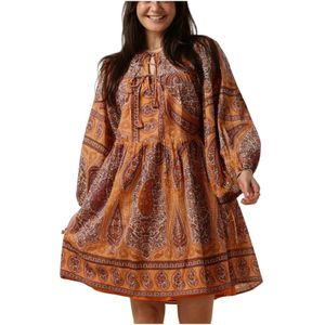 Antik Batik, Kleedjes, Dames, Oranje, S, Tajar Minijurk Oranje Dames Jurk