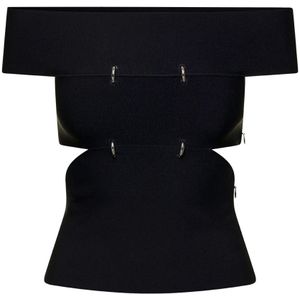 Alexander McQueen, Blouses & Shirts, Dames, Zwart, L, Zwarte Off-Shoulder Top met Uitsnijdingen