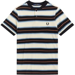 Fred Perry, Gestreept Bomber Kraag Polo Shirt Wit, Heren, Maat:S