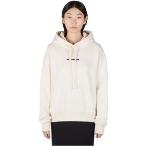 Jil Sander, Luxe Terry Hoodie Beige, Dames, Maat:XS