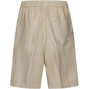 120% Lino, Korte broeken, Heren, Beige, S, Linnen, Beige Linnen Shorts