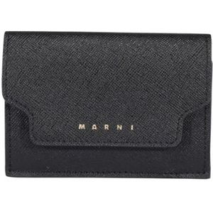 Marni, Accessoires, Dames, Zwart, ONE Size, Katoen, Tri-Fold Wallet