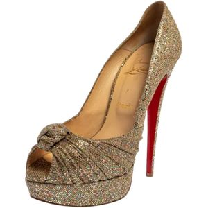 Christian Louboutin Pre-owned, Pre-owned, Dames, Grijs, 39 EU, Pre-owned Fabric heels