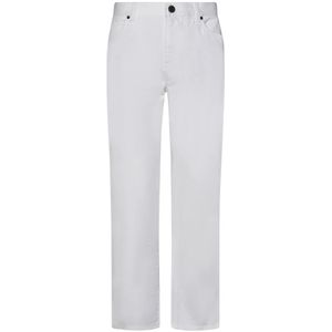 Balmain, Broeken, Heren, Wit, W31, Katoen, Witte Straight-Leg Jeans met Logo Borduursel