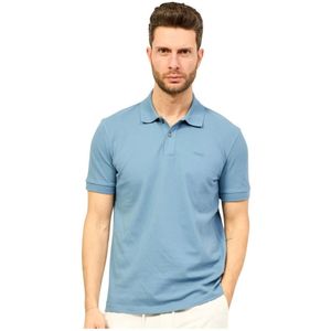 Hugo Boss, Blauw Pima Katoen Polo Shirt Blauw, Heren, Maat:2XL