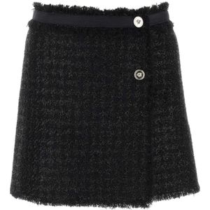 Versace, Rokken, Dames, Zwart, S, Wol, Zwarte wollen blend mini rok
