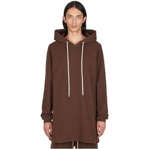 Rick Owens, Lange katoenen hoodie Bruin, Heren, Maat:M