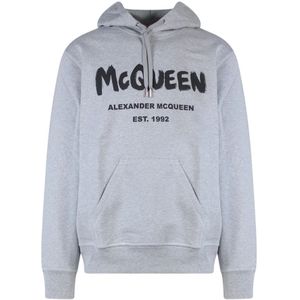 Alexander McQueen, Sweatshirts & Hoodies, Heren, Grijs, M, Katoen, Grijze Katoenen Hoodie Ss 23