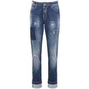 Carlo Colucci, Jeans, Heren, Blauw, W36, Vernietigde jeans in used-look Cavicchioli