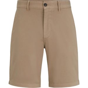 Hugo Boss, Slim-Fit Katoenen Twill Chino Shorts Bruin, Heren, Maat:W30