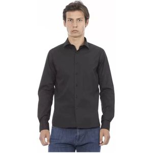 Baldinini, Overhemden, Heren, Grijs, XL, Katoen, Elite Grijs Slim Fit Italiaanse Kraag Shirt