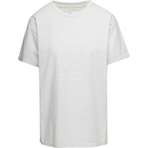 Maison Margiela, Tops, Dames, Wit, M, Katoen, Wit Katoenen Logo Print Dames T-Shirt