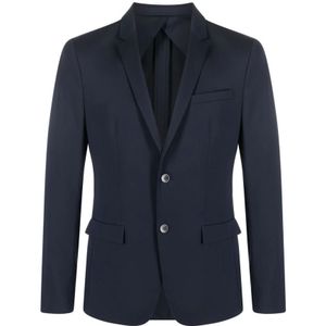 Calvin Klein, Navy Blauwe Single-Breasted Blazer Blauw, Heren, Maat:M