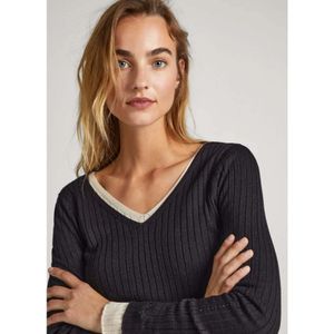 Pepe Jeans, Tops, Dames, Zwart, L, Zwarte Geribbelde Longsleeve