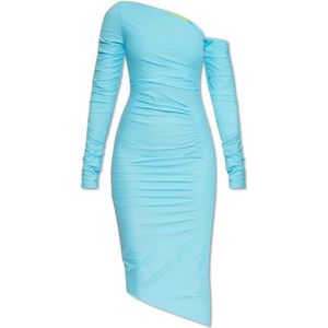 Gauge81, Kleedjes, Dames, Blauw, L, ‘Sena’ one-shoulder jurk