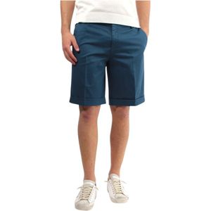 Michael Coal, Korte broeken, Heren, Blauw, W31, Katoen, Blauwe Bermuda Shorts Regular Fit Rits