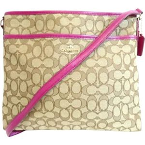 Coach Pre-owned, Pre-owned, Dames, Beige, ONE Size, Katoen, Pre-owned Canvas shoulder-bags