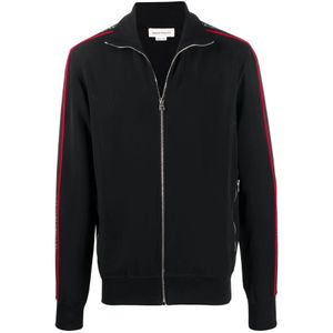 Alexander McQueen, Sweatshirts & Hoodies, Heren, Zwart, L, Polyester, Zwarte Logo Sweatshirt met Rits voor Heren