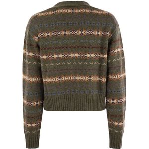 Ralph Lauren, Truien, Dames, Groen, L, Wol, Fair Isle V Neck Cardigan