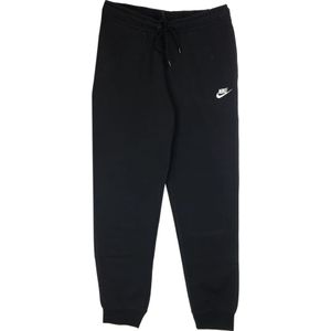 Nike, Broeken, Dames, Zwart, L, Katoen, Zwart/Wit Fleece Trainingsbroek