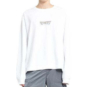 Givenchy, Witte Boxy Fit T-Shirt met Lange Mouwen Wit, Heren, Maat:XL