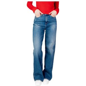 Tommy Hilfiger, Jeans, Dames, Blauw, W30 L32, Katoen, Blauwe Rits Knoopsluiting Dames Jeans