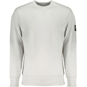 Calvin Klein, Sweatshirts & Hoodies, Heren, Grijs, XL, Katoen, Grijze Crewneck Sweatshirt met Contrastdetails