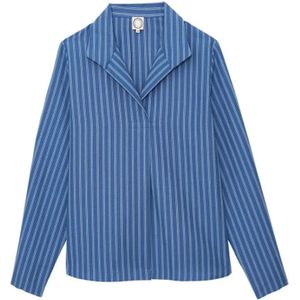 Ines De La Fressange Paris, Blouses & Shirts, Dames, Blauw, S, Katoen, Blauwe Linnen Katoenen Oversized Shirt