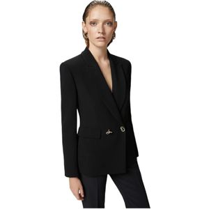 Pinko, Jassen, Dames, Zwart, 2Xs, Dubbelborstige Cady Blazer met Metalen Knopen