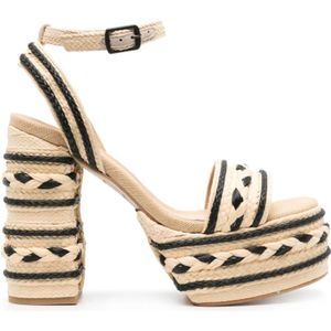 Castañer, Beige Sandalen met Vlechtdetails Beige, Dames, Maat:38 EU