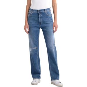 Replay, Jeans, Dames, Blauw, W26, High Waist Straight Jeans voor Vrouwen