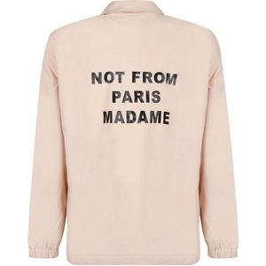 Drole de Monsieur, Jassen, Heren, Beige, S, Nylon, Beige Windbreaker Jas met Slogan Print