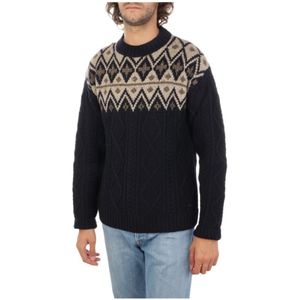 Woolrich, Fairisle Pullover Trui Zwart, Heren, Maat:L